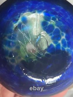 80s Kosta Boda Green Blue Art Glass Vase Perfume Bottle W Stopper Artist Signed