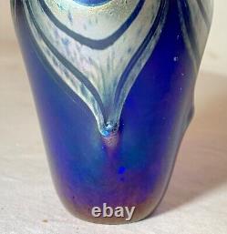 81 hand blown John Gilvey aurene iridescent miniature pulled feather glass vase