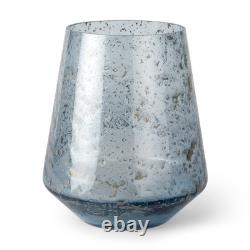 9 Blue Round Seeded Glass Table Vase