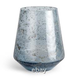 9 Blue Round Seeded Glass Table Vase