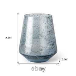 9 Blue Round Seeded Glass Table Vase