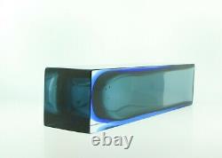 970's Square Blue Summerso Murano Glass Vase By Alessandro Mandruzzato, 10 Inche
