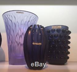$995 Lalique Crystal Vase MEDUSA Midnight BLUE French art glass MIB 10361900
