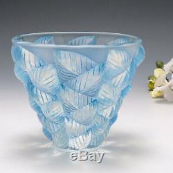 A Blue Stained Rene Lalique Moissac Vase Designed 1927