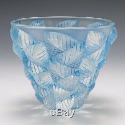 A Blue Stained Rene Lalique Moissac Vase Designed 1927