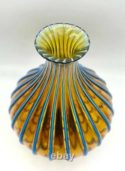 ANTHONY SCHAFERMEYER & CLAIRE KELLY ART GLASS VASE 9 Blue & Amber 2005