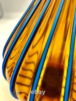 ANTHONY SCHAFERMEYER & CLAIRE KELLY ART GLASS VASE 9 Blue & Amber 2005