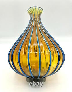 ANTHONY SCHAFERMEYER & CLAIRE KELLY ART GLASS VASE 9 Blue & Amber 2005