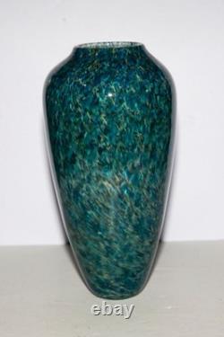 Abstract Art Glass Vase-Blue/Teal/Gray-13 Tall-Maui, Hawaii-Excellent