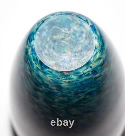 Abstract Art Glass Vase-Blue/Teal/Gray-13 Tall-Maui, Hawaii-Excellent