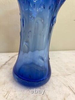 Abstract Hand-Blown Glass Vase Blue