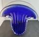 Abstract Hand-Blown Glass Vase Blue with Unique Shape