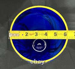 Abstract Modern Hand-Blown Cobalt Blue Large Glass Vase