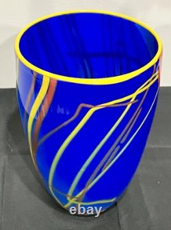 Abstract Modern Hand-Blown Cobalt Blue Large Glass Vase
