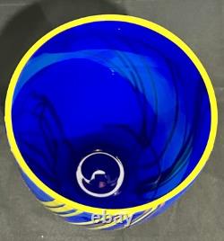 Abstract Modern Hand-Blown Cobalt Blue Large Glass Vase