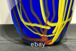 Abstract Modern Hand-Blown Cobalt Blue Large Glass Vase