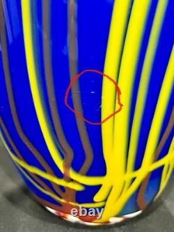 Abstract Modern Hand-Blown Cobalt Blue Large Glass Vase