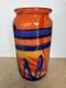 Abstract Multicolor 10.5 Blown Glass Vase Orange Blue Green Heavy