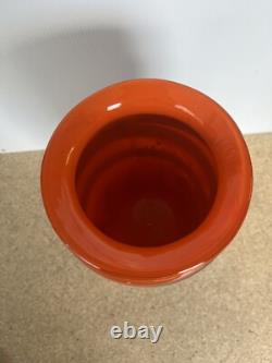 Abstract Multicolor 10.5 Blown Glass Vase Orange Blue Green Heavy