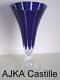 Ajka Hungary Castille Cobalt Blue Cased Cut To Clear Lead Crystal Vase Signed