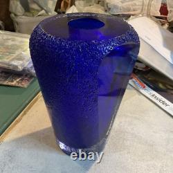 Alassandro Mandruzzato Murano Sommerset Textured Cobalt Glass Vase MCM 12lb, 9