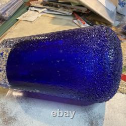 Alassandro Mandruzzato Murano Sommerset Textured Cobalt Glass Vase MCM 12lb, 9