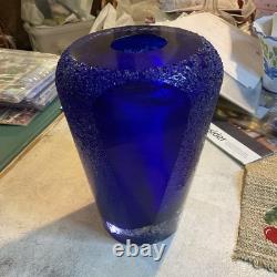 Alassandro Mandruzzato Murano Sommerset Textured Cobalt Glass Vase MCM 12lb, 9
