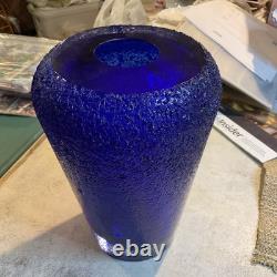 Alassandro Mandruzzato Murano Sommerset Textured Cobalt Glass Vase MCM 12lb, 9