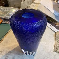 Alassandro Mandruzzato Murano Sommerset Textured Cobalt Glass Vase MCM 12lb, 9