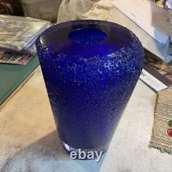Alassandro Mandruzzato Murano Sommerset Textured Cobalt Glass Vase MCM 12lb, 9