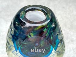 Alessandro Mandruzatto Cased Art Glass Vase Exotic Blue Aqua Swirl Spiral Twirl