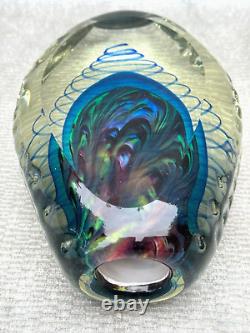 Alessandro Mandruzatto Cased Art Glass Vase Exotic Blue Aqua Swirl Spiral Twirl