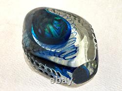 Alessandro Mandruzatto Cased Art Glass Vase Exotic Blue Aqua Swirl Spiral Twirl