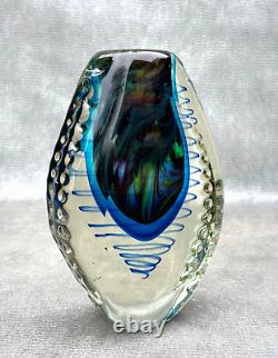 Alessandro Mandruzatto Cased Art Glass Vase Exotic Blue Aqua Swirl Spiral Twirl