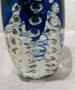 Alessandro Mandruzatto Cased Art Glass Vase Exotic Blue Aqua Swirl Spiral Twirl