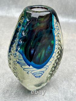 Alessandro Mandruzatto Cased Art Glass Vase Exotic Blue Aqua Swirl Spiral Twirl