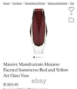 Alessandro Mandruzzato Murano MidCentury Art Glass Vase Silver Flake / Black