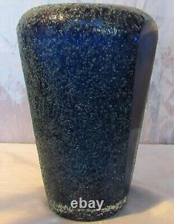 Alessandro Mandruzzato Summerso Murano Cobalt Blue Textured Glass Vase 9.75 T