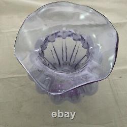 Alexandrite Neodymium Art Glass Vase Color Changing Footed Purple Blue 9.5