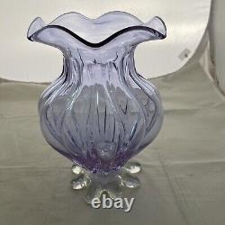 Alexandrite Neodymium Art Glass Vase Color Changing Footed Purple Blue 9.5