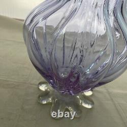 Alexandrite Neodymium Art Glass Vase Color Changing Footed Purple Blue 9.5