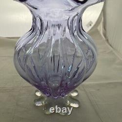 Alexandrite Neodymium Art Glass Vase Color Changing Footed Purple Blue 9.5