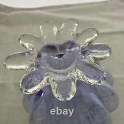 Alexandrite Neodymium Art Glass Vase Color Changing Footed Purple Blue 9.5