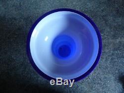 Alsterfors / Per Strom Blue Hooped Cased Glass Vase Signed