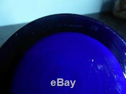 Alsterfors / Per Strom Blue Hooped Cased Glass Vase Signed