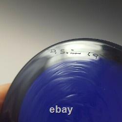 Alsterfors #S5014 Blue Glass Hooped Vase Signed'P. Strom 69
