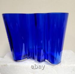 Alvar Aalto Cobalt Blue Art Glass Vase Littala Finland Nice