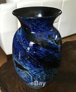 Amazing JOSH SIMPSON Blue NEW MEXICO Art Glass VASE Signed and Dated