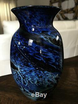 Amazing JOSH SIMPSON Blue NEW MEXICO Art Glass VASE Signed and Dated