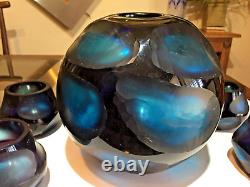 Amazing Murano Art Glass Hand Carved Battuto Scavo Art Glass Vase BlueVotives